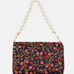 gaura pakhi Flloral Embroidered Sequinned Canvas Foldover Clutch image 5