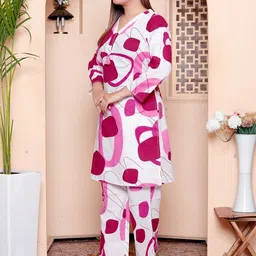 NAVYAAZRI Women Printed Regular Pure Cotton Kurta with Trousers image 4