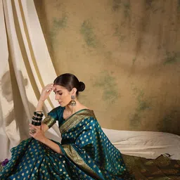 Maroosh Floral Woven Design Banarasi Saree image 4