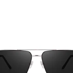SPADEACES Unisex Black Lens & Silver-Toned Rectangle Sunglasses with image 3