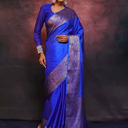 Aldwych Solid Woven Design Banarasi Saree image 1
