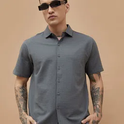 Bossini Men Textured Spread Collar Cotton Casual Shirt-picture-34