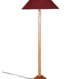 Devansh Maroon & Brown Jute Coolie Shade Wood Base Floor Lamps image 5