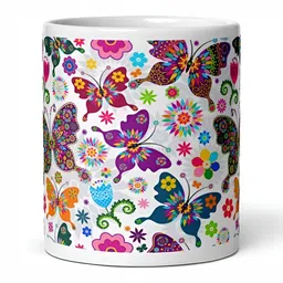 Mr UVD White & purple Animal Printed Ceramic Glossy Mug - 350 ml-picture-35