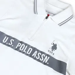 U.S. Polo Assn. Kids Brand Logo Printed Polo Collar Pure Cotton T-shirt image 5