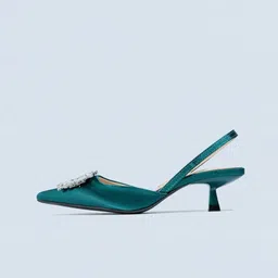 KDB FASHIONS Women Embellished Pointed Toe Leather Party Comfort Sandals image 2