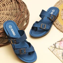 SCHOOZI Women One Toe Flats with Buckles-picture-41