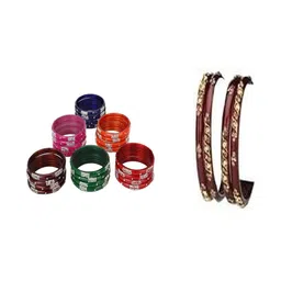 SOMIL Women Set Of 7 Multicolor Glass Bangles Set-picture-16