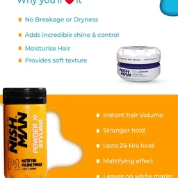 Nishman Set Of 2 P1 Mattifying Hair Volumizing Powder & Hair Styling Cream Combo image 4