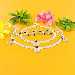 AamNa Enterprises Silver-Plated Stone-Studded & Beaded Jewellery Set-picture-35