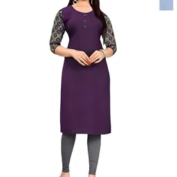 Coft Selection Of 2 Keyhole Neck Three-Quarter Sleeves Straight Crepe Kurta-picture-30