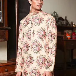 PATR Men Floral Printed Kurta image 2