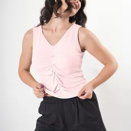clobug Women V Neck Sleeveless Pleated Top-picture-15