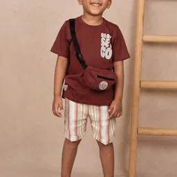 LITTLE COLLARS Boys Printed Short Sleeves Pure Cotton T-shirt With Shorts-picture-36