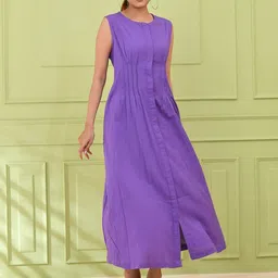 SIDDHO HUM Women Round Neck Cotton Fit and Flare Dress image 2