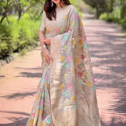ELITE WEAVES Floral Woven Design Zari Banarasi Saree-picture-13