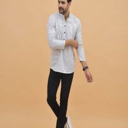 Anouk Rustic Striped Pure Cotton Mandarin Collar Pure Cotton Kurta-picture-36