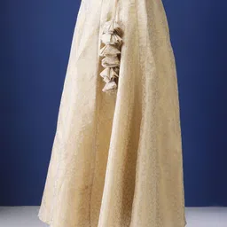 Frolic Rolic Floral Printed Jacquard Silk Flared Maxi Skirt image 4
