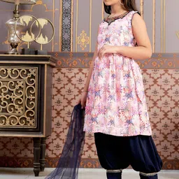 BAESD Girls Floral Printed Round Neck Kurta With Salwar & Dupatta image 3