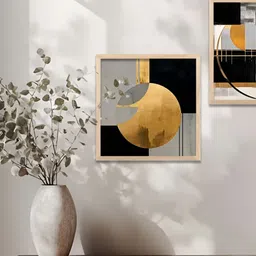 Kotart Brown & Yellow 2 Pieces Abstract Wooden Wall Arts-picture-41