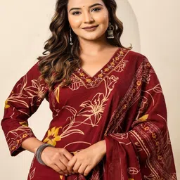 Araaha Women Keyhole Neck Flared Sleeves Anarkali Kurta image 2