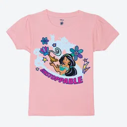 YK Disney Girls Graphic Printed Round Neck Pure Cotton T-Shirt-image-63