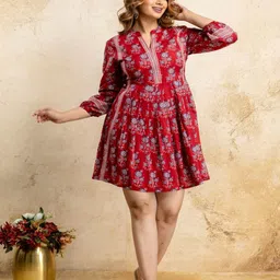 Style Heaven Women Cotton Printed Fit & Flare Dress-picture-29