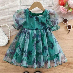 YK Floral Print Flutter Sleeve Fit & Flare Dress-picture-28