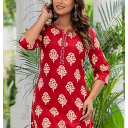 RAINDROP Ethnic Motifs Printed Thread Work Pure Cotton Thread Work Kurti image 4