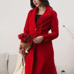 Wool Solid Coat For Women-image-10