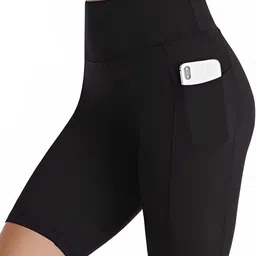 kashikay creation High Waist Sports Activewear Shots for Women and Girls.Use at The Gym/Yoga or Cycling Shorts with Pocket image 2