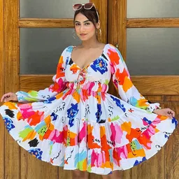 BAESD Women Floral Printed Organic Cotton Fit & Flare Dress-picture-34