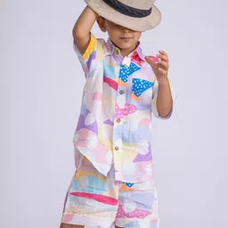 Tura Turi Boys Printed Pure Cotton Shirt with Shorts-picture-15