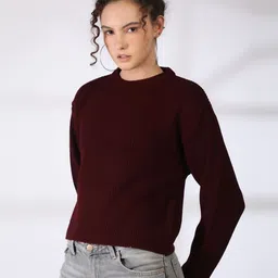 Chemistry Women Ribbed Woollen Crop Pullover image 5