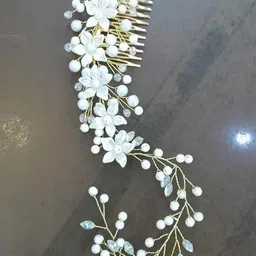 SHREYA FASHION Women Bumpit Bridal Pears Wedding Flower Vine Hair Pin-image-6