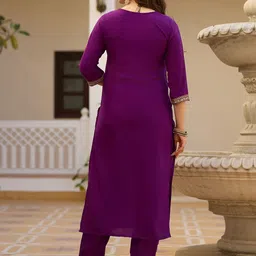 Pantos Women Ethnic Motifs Embroidered Regular Thread Work Kurta with Trousers & Dupatta image 3