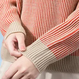 glitchez Self- Striped Round Neck Oversized Pullover image 4