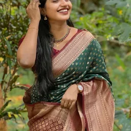 CANIZZARO Woven Design Zari Silk Blend Handloom Banarasi Saree image 5