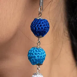look and adorn Blue White Dangler Earrings image 5