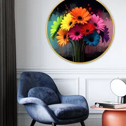 Myntra Elegant Homes Red & Blue Floral And Botanical Canvas Wall Art image 4