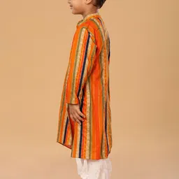 The Mini Trunk Boys Striped Band Collar Straight Kurta With Trousers image 3