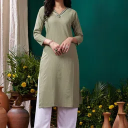 Rujave Women Embroidered Empire Kurta with Trousers-image-11