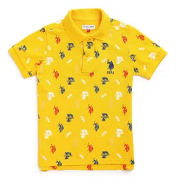 U.S. Polo Assn. Kids Brand Logo Printed Polo Collar Pure Cotton T-shirt image 3