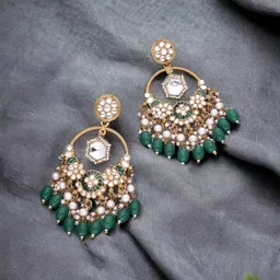 Anouk Gold-Plated Contemporary Chandbalis Artificial Stone Studded Earrings image 4