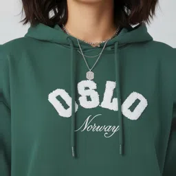 glitchez Typography Printed Hooded Terry Oversized Sweatshirt image 4