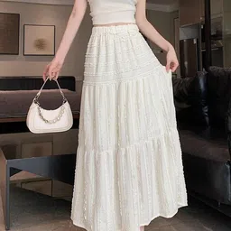 StyleCast Trendy Gathered Or Pleated Opaque Flared Maxi Skirt image 3