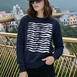 Moda Rapido Women Striped Printed Round Neck Sweatshirt-picture-37