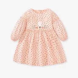 YK Girls Polka Dot Printed Fit & Flare Dress-picture-6
