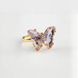 Vembley Women Gold Plated Purple Crystal Butterfly Ring-picture-41
