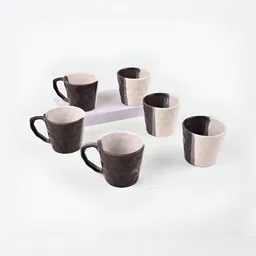 Storepedia Charcoal & White Handcrafted Textured Ceramic Matte Cups Set of Cups and Mugs image 3